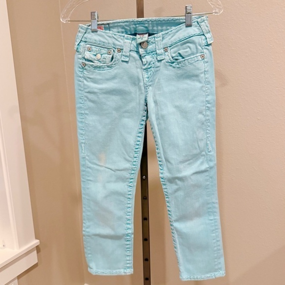 True Religion Aqua skinny cropped jeans size 26